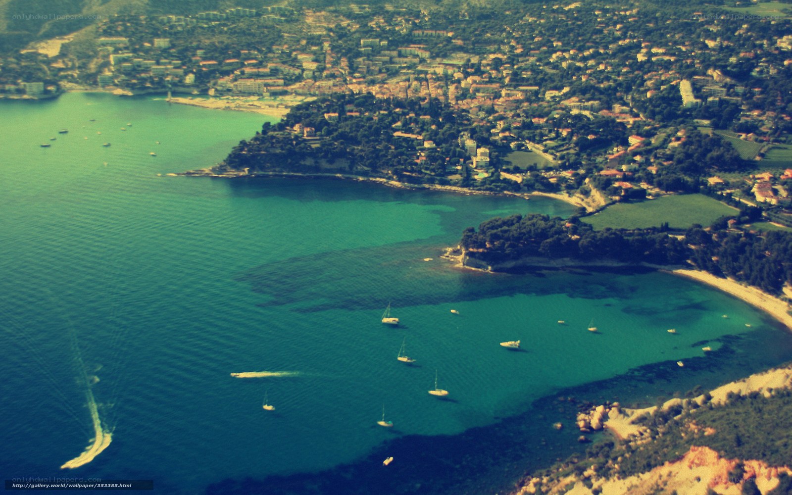 Aerial view of coastal town