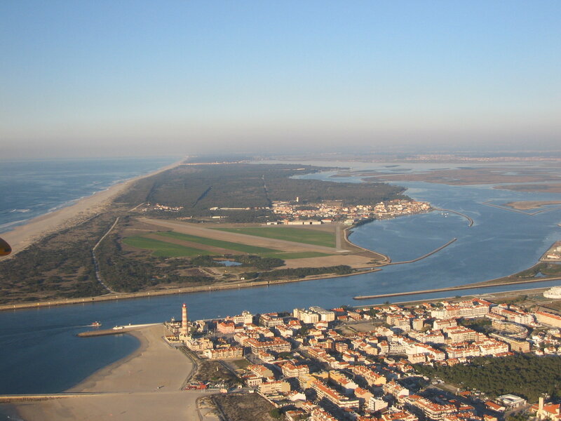 Aerial view of coastal town