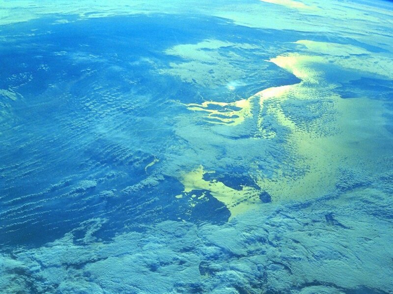 Aerial view of coastal waters