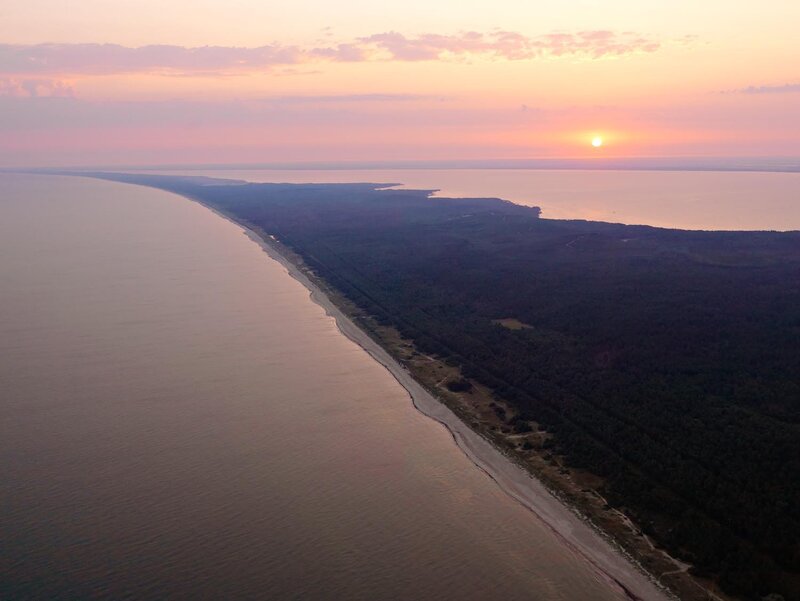 Aerial View of Coastline — Pink