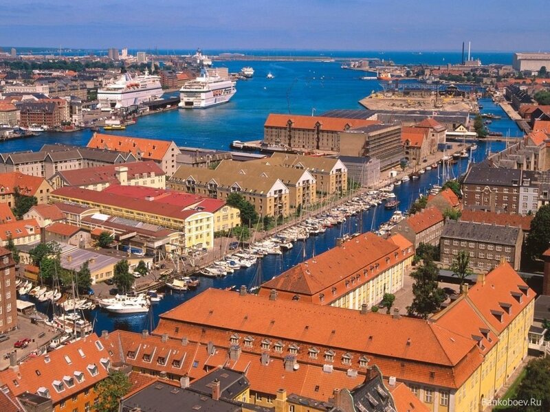 Aerial view of Copenhagen harbor
