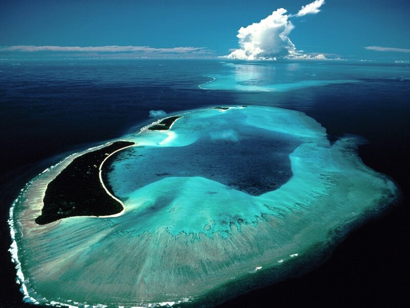 Aerial View of Coral Atoll — Afternoon