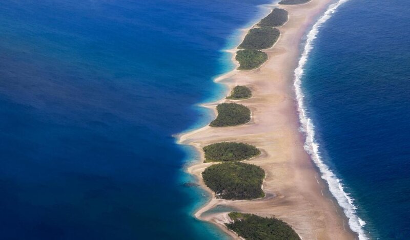 Aerial View of Coral Atoll — Blue, Serene