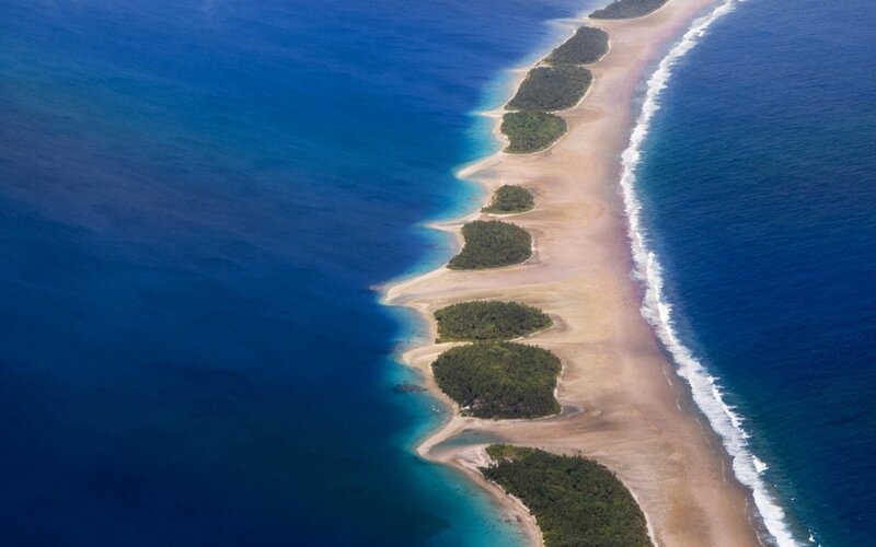 Aerial View of Coral Atoll — Blue