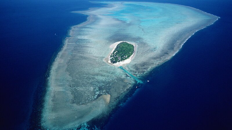 Aerial View of Coral Atoll — Photograph