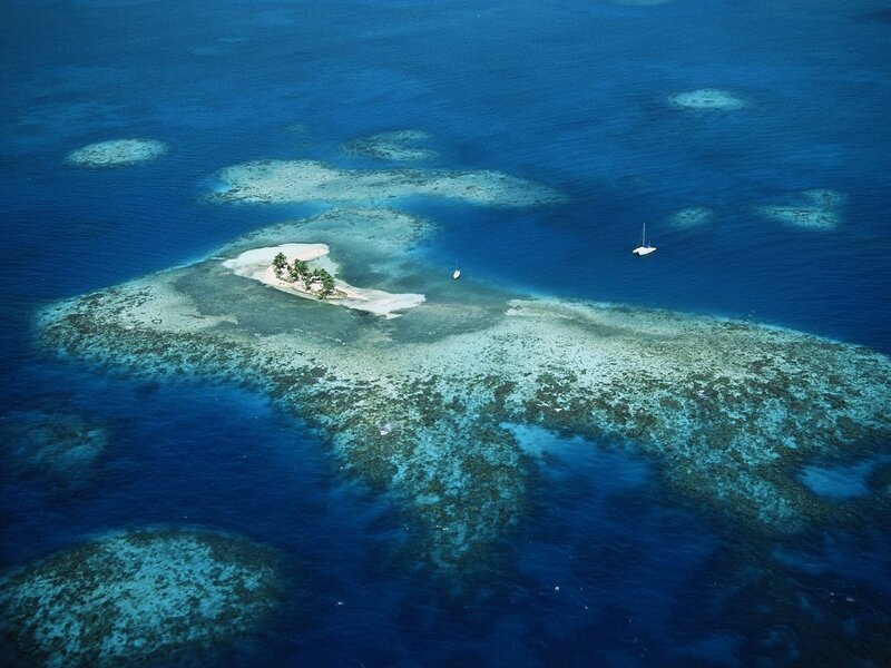 Aerial View of Coral Island — Blue, Serene, Afternoon