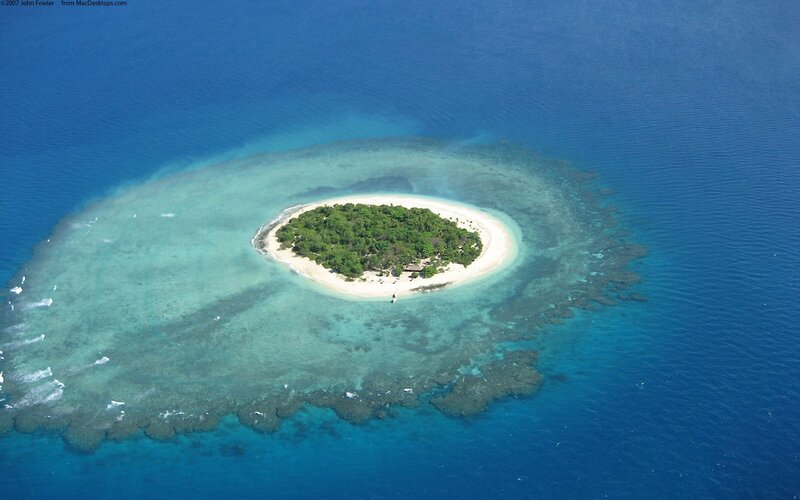 Aerial View of Coral Island — Blue, Serene