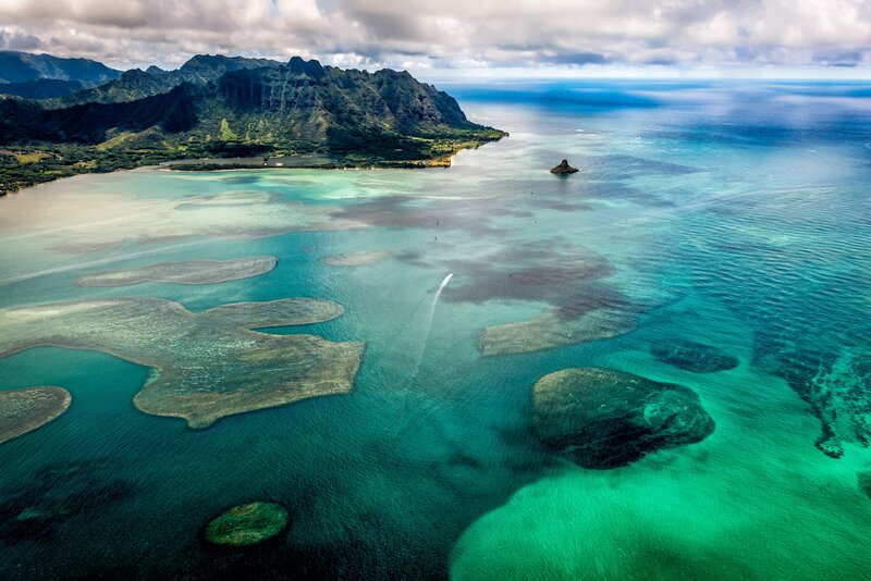 Aerial View of Coral Reefs — Blue, Serene, Afternoon