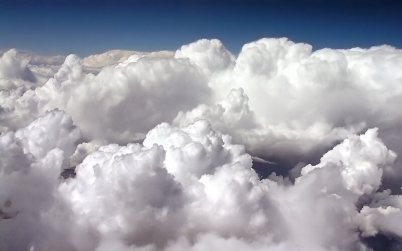 Aerial view of cumulus clouds