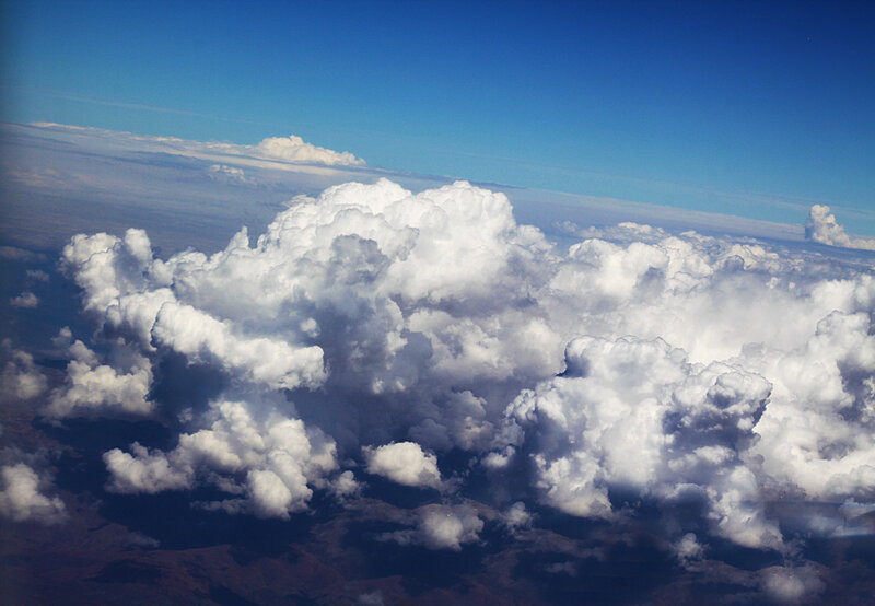 Aerial view of cumulus clouds