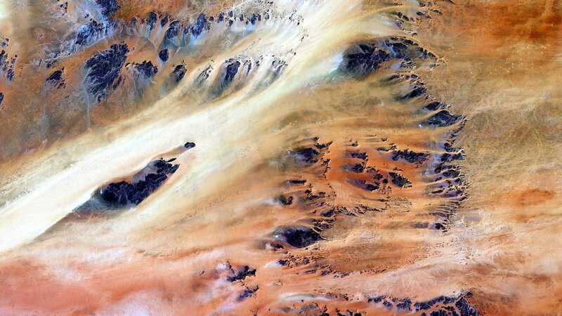 Aerial view of desert landscape