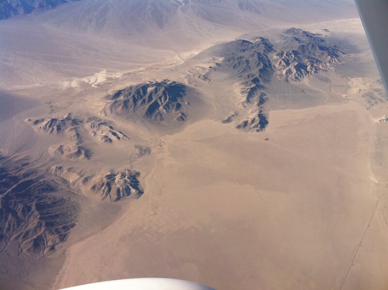 Aerial view of desert mountains