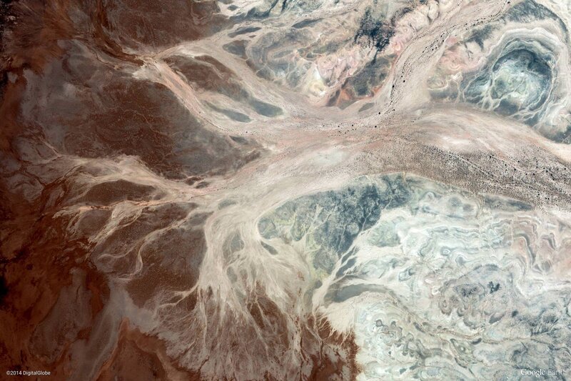 Aerial View of Desert Terrain — Brown, Arid, Photograph