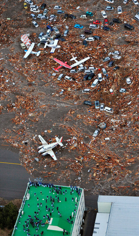 Aerial view of disaster debris