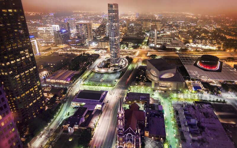 aerial view of downtown houston