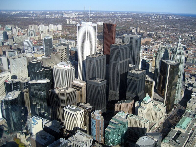 Aerial view of downtown Toronto
