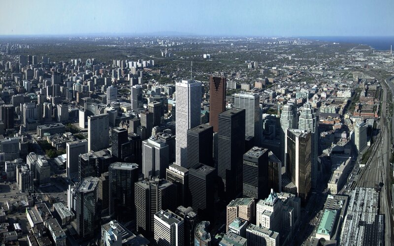Aerial view of downtown Toronto