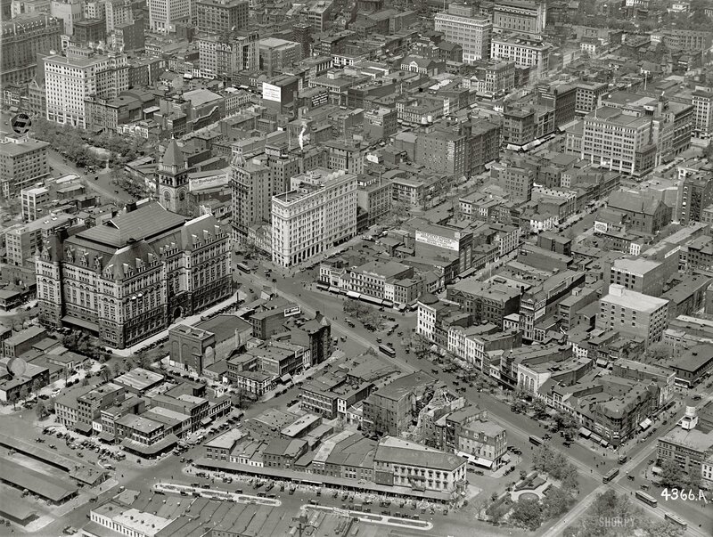 Aerial view of downtown Washington DC