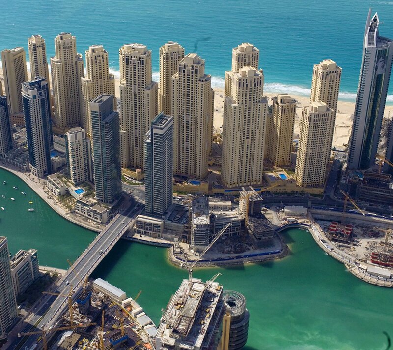 Aerial View of Dubai Marina — Blue, Urban