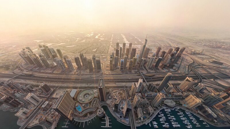 Aerial view of Dubai skyline