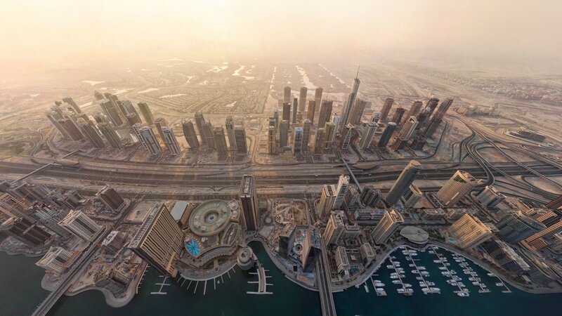 Aerial view of Dubai skyline
