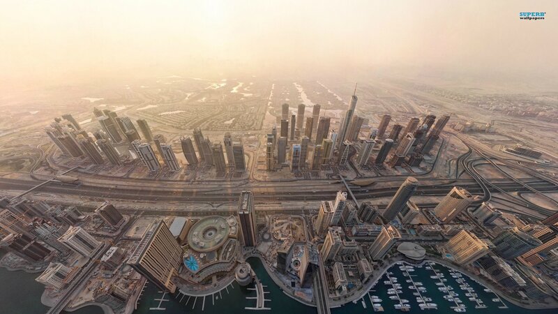 Aerial View of Dubai Skyline — Beige