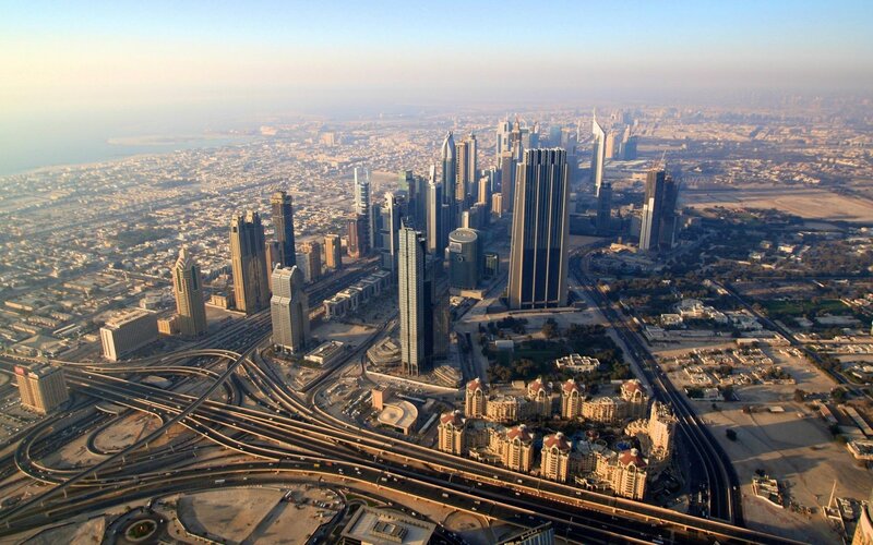 Aerial View of Dubai Skyline — Blue, Dramatic