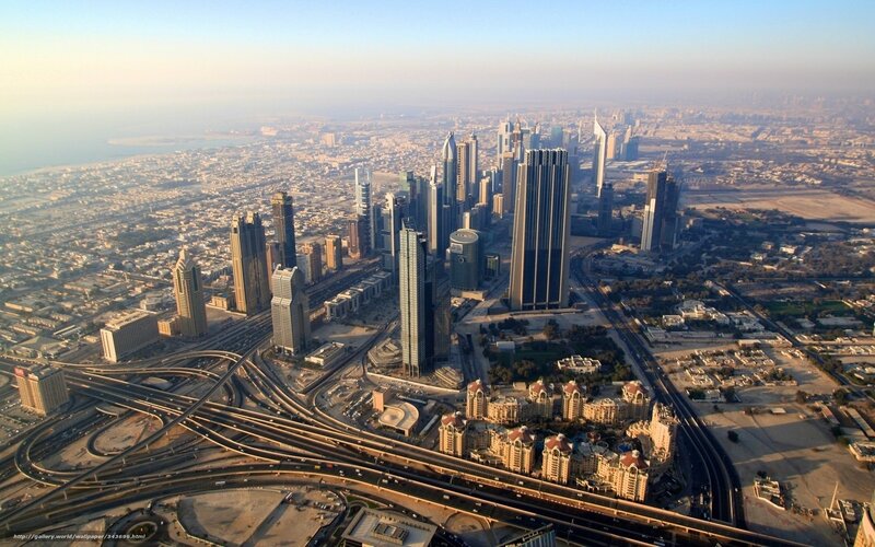 Aerial View of Dubai Skyline — Blue