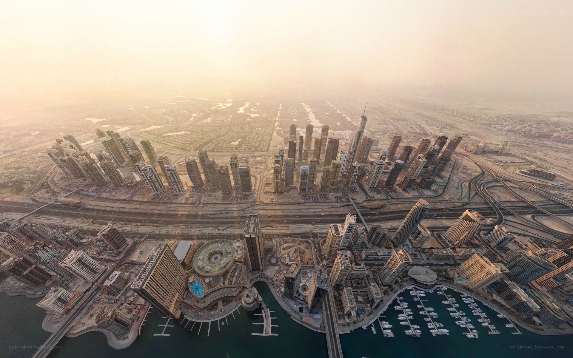 Aerial view of Dubai skyline