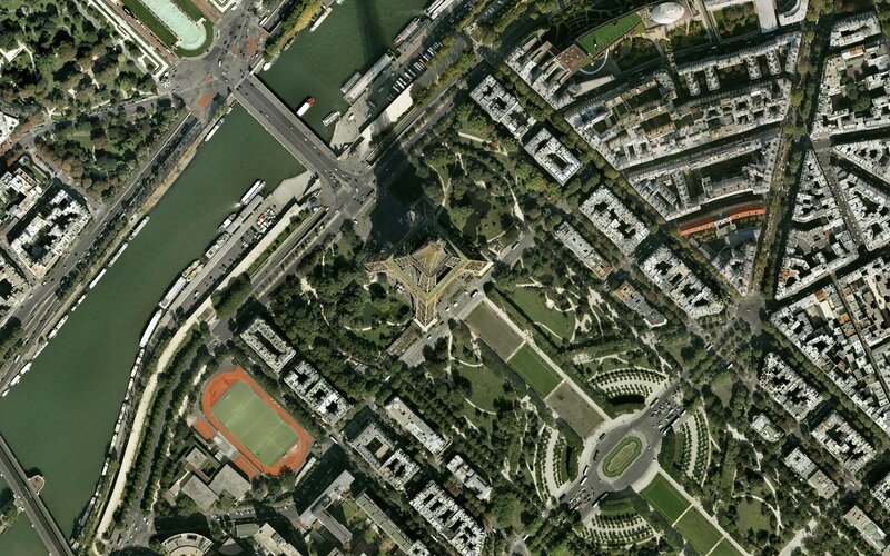 Aerial view of Eiffel Tower