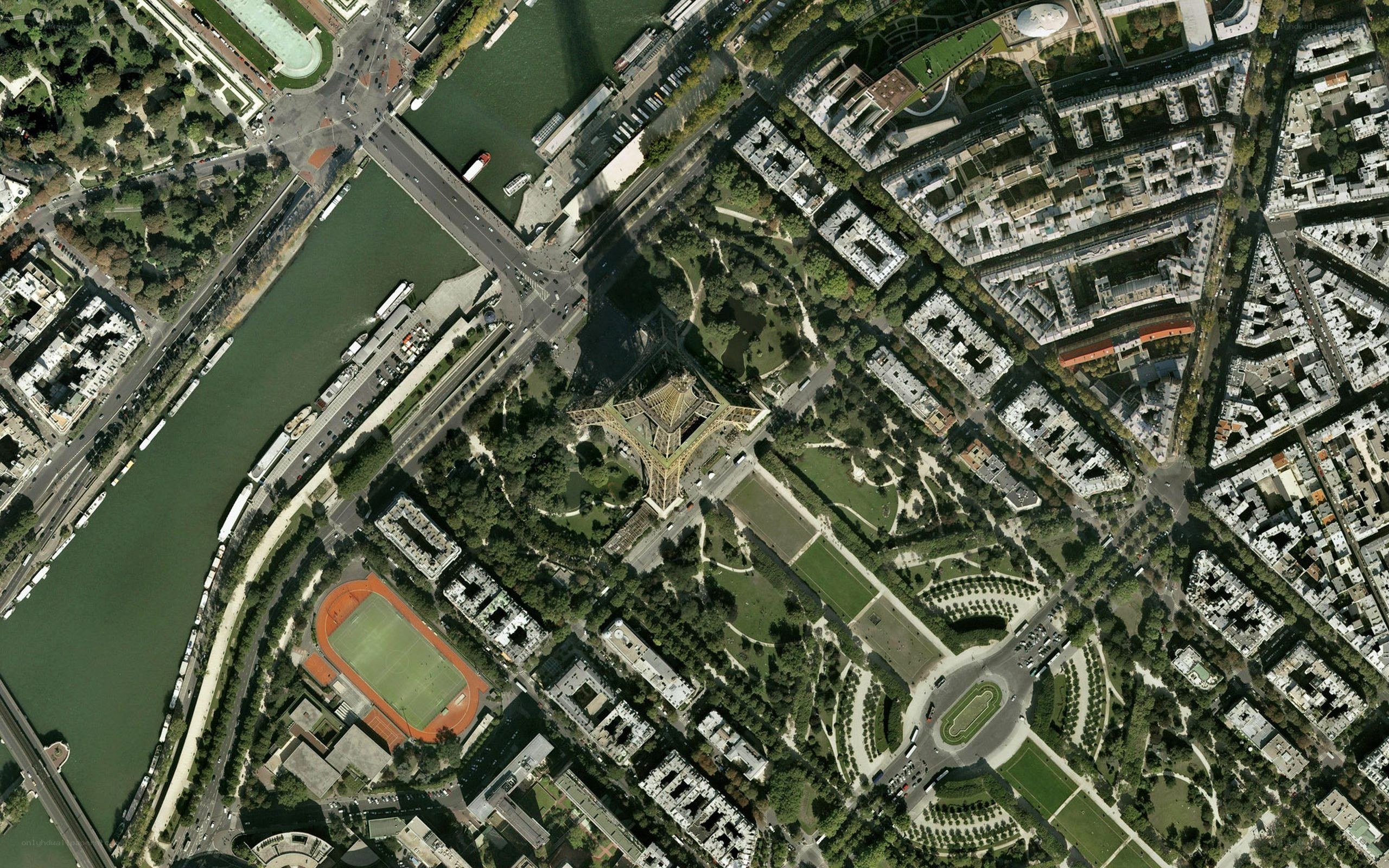 Aerial view of Eiffel Tower