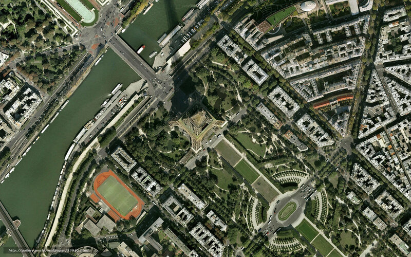 Aerial view of Eiffel Tower