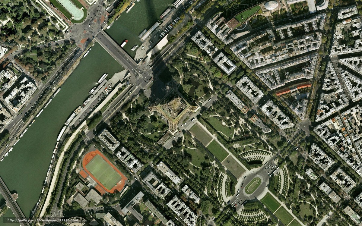 Aerial view of Eiffel Tower