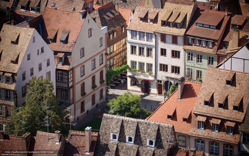 Aerial view of European town