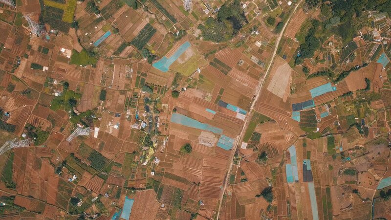 Aerial View of Farmland — Brown, Neutral, Photograph