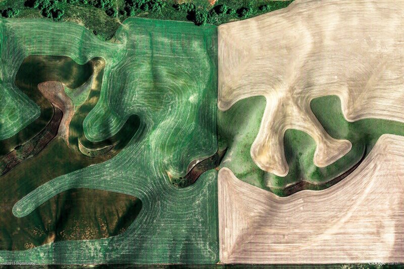 Aerial View of Fields — Green