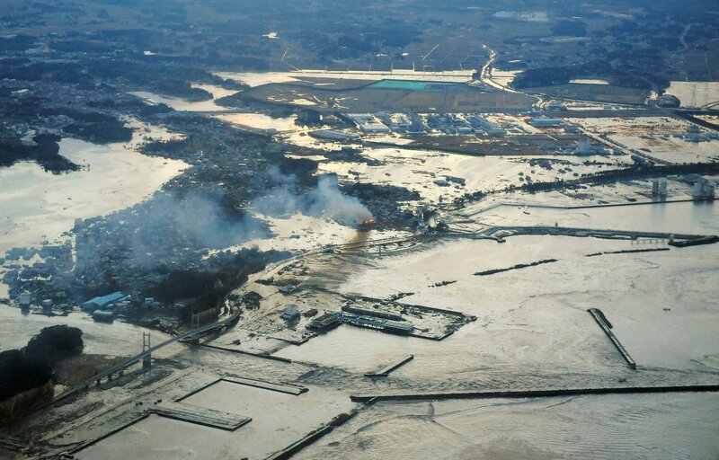 Aerial view of flooded area