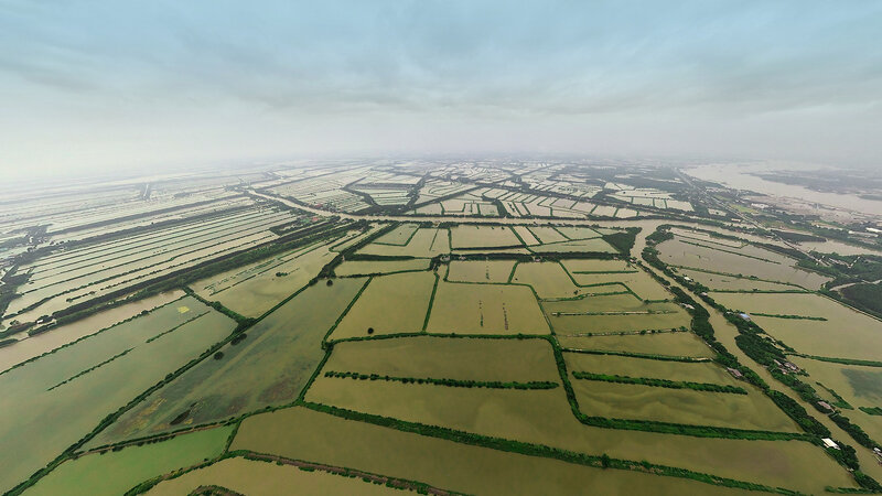 Aerial View of Flooded Fields