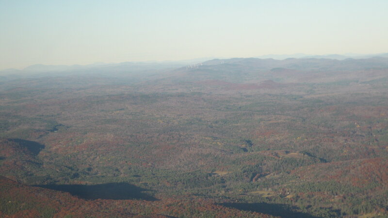Aerial view of forested hills