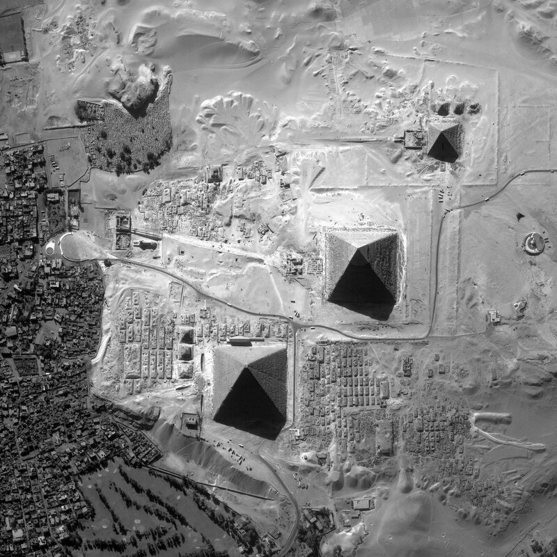 Aerial view of Giza pyramids