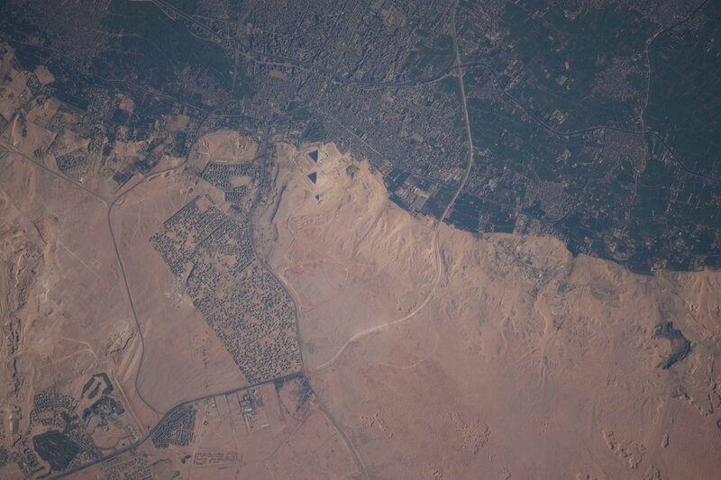 Aerial view of Giza pyramids