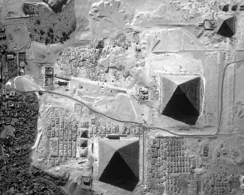Aerial view of Giza pyramids