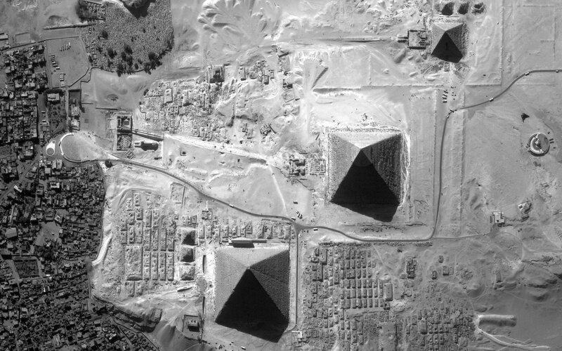 Aerial view of Giza pyramids