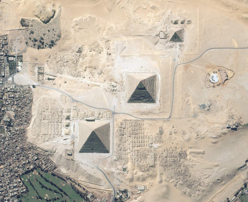 Aerial view of Giza pyramids