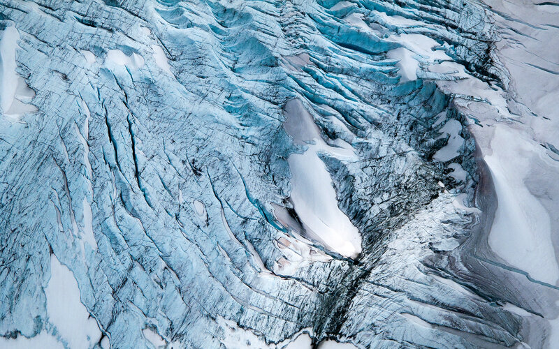 Aerial view of glacier surface