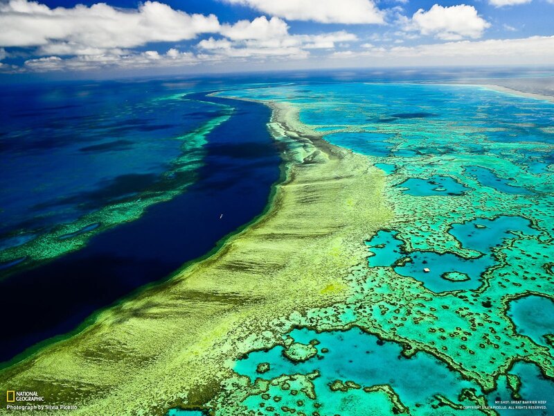 Aerial view of Great Barrier Reef