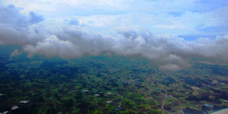 Aerial View of Green Fields — Dramatic