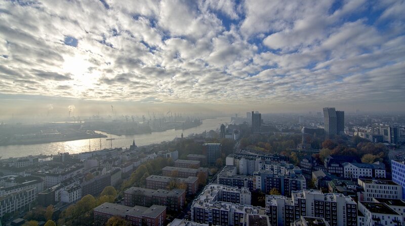 Aerial view of Hamburg harbor