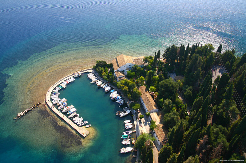 Aerial View of Harbor — Blue, Serene