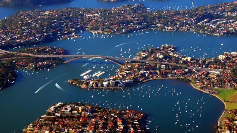 Aerial View of Harbor — Blue